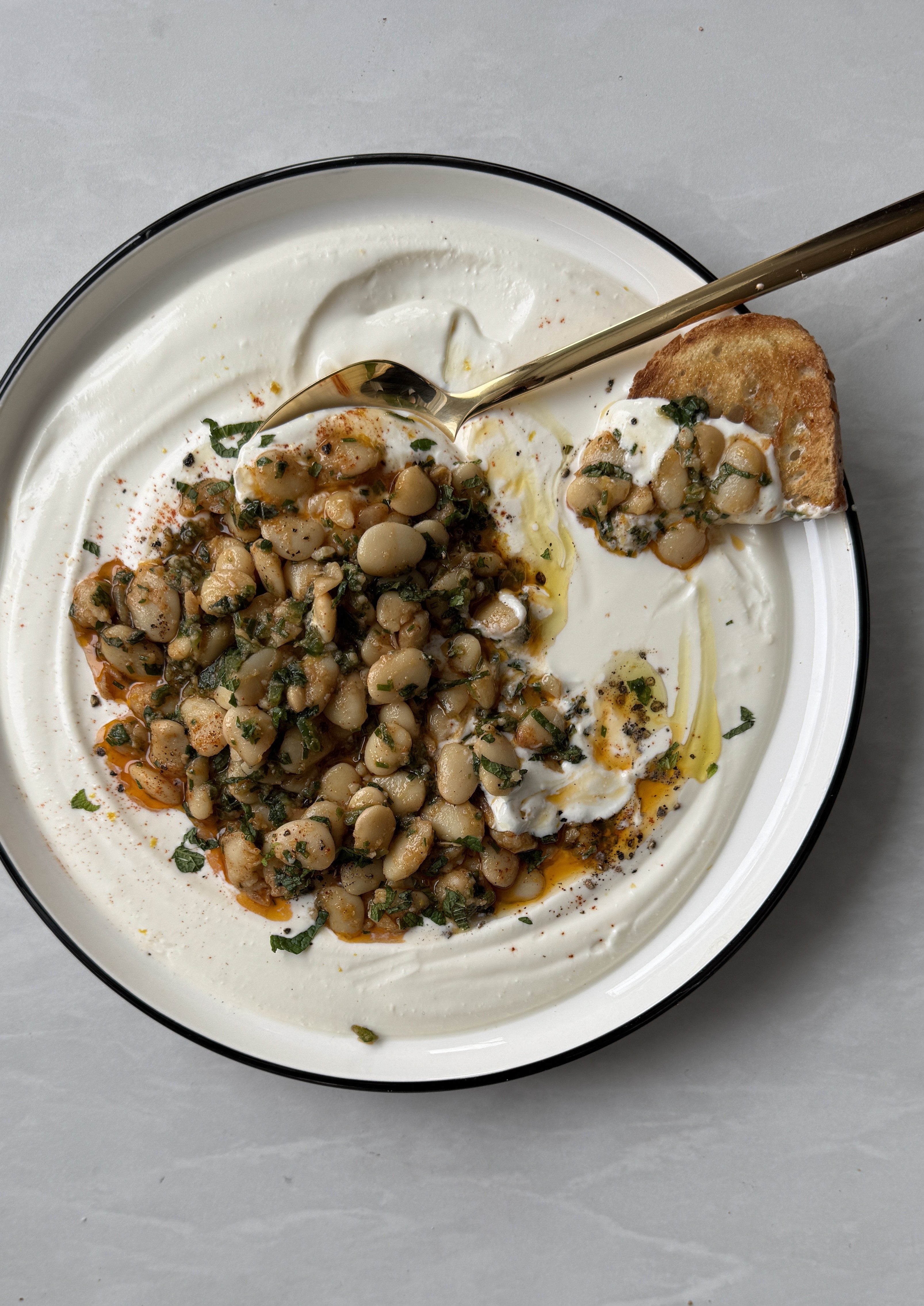 Marinated Beans with Whipped Feta
